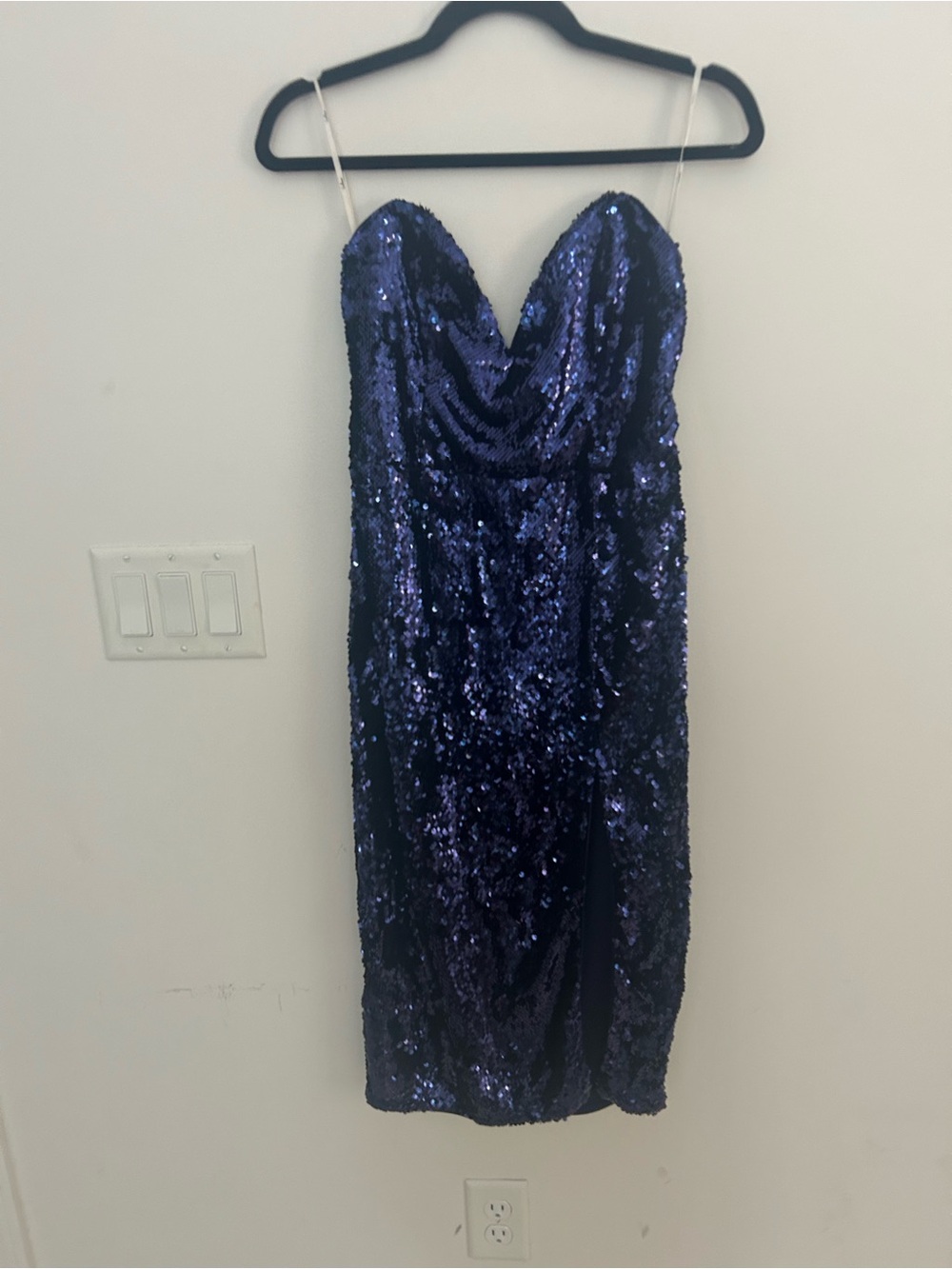Lulus Women’s Small Navy Blue Sequin Strapless Bodycon Mini Cocktail Party Dress